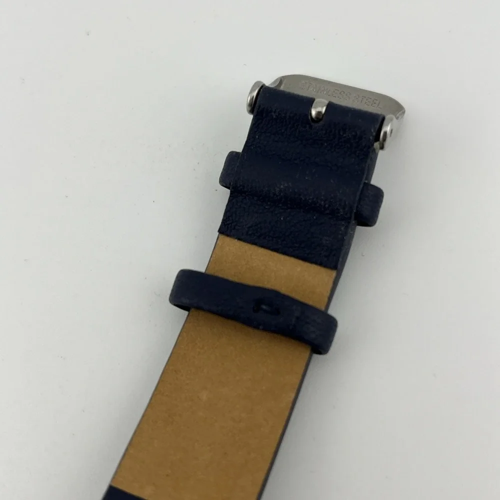 Nine‎ West Watch Women 38mm Silver Case Blue Leather Band NW/2377- New Battery
